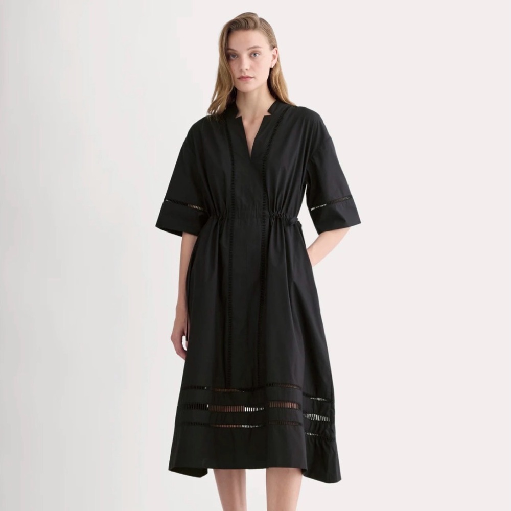 Everlane Black Lace Trim Caftan Dress